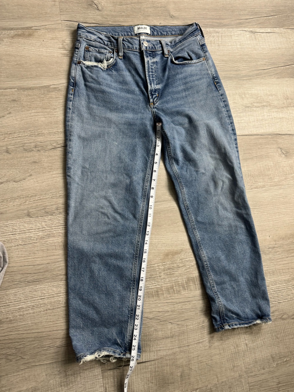 AGOLDE High Rise Distressed Straight Leg Jeans Size 27 Light Wash - Picture 6 of 8